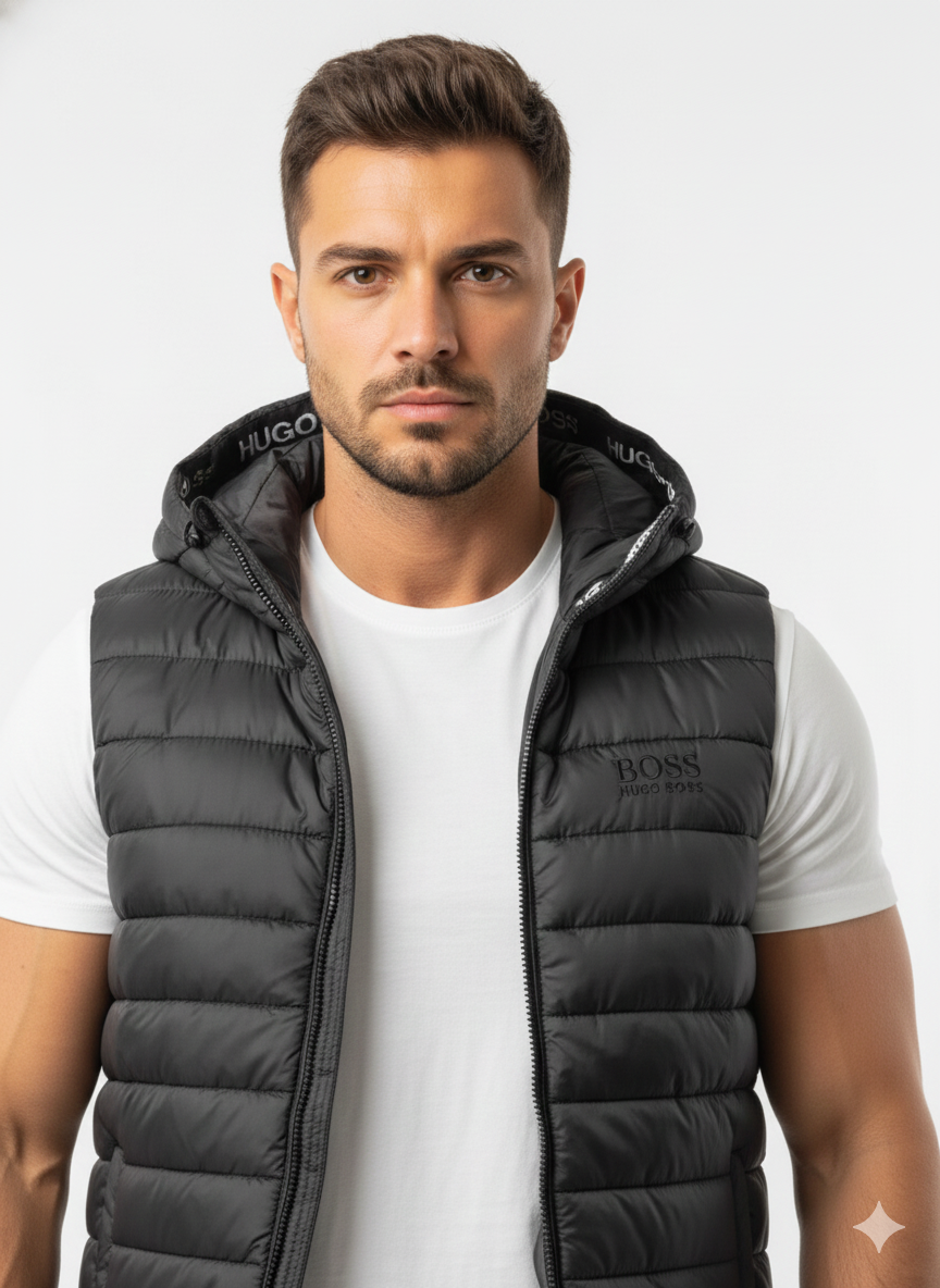boss black water repellent padded gilet boss black water repellent padded gilet