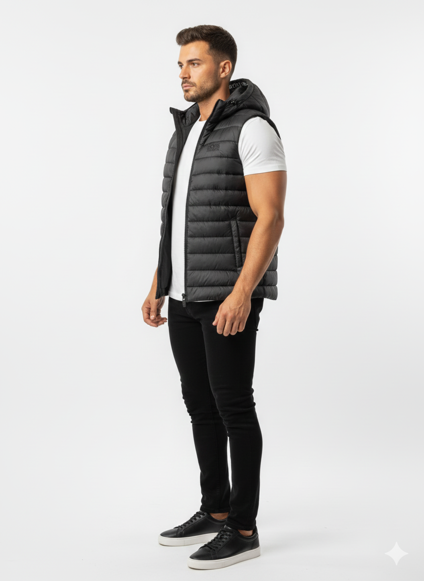 boss black water repellent padded gilet boss black water repellent padded gilet