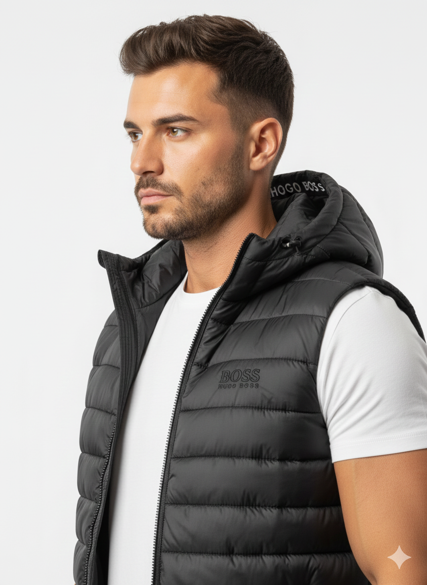 boss black water repellent padded gilet boss black water repellent padded gilet
