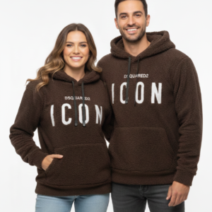 icon woolen unisex hoodie brown